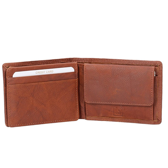 Geldbörse Querformat klein in Cognac aus Leder - leder-accessoires.com