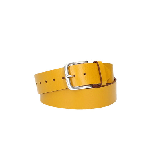 Ledergürtel Kids 30mm in Ocker|Senfgelb mit Dornschließe in Silber - leder-accessoires.com