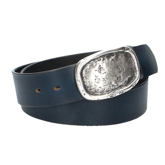 Ledergürtel Blau|Marine 40mm mit Koppelschließe in Used Optik - leder-accessoires.com