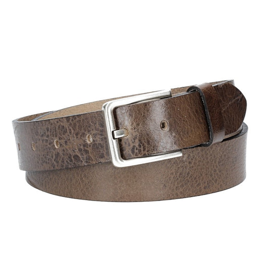 Hochwertiger Ledergürtel 35mm in Grau mit rustikaler Schließe in Silber - leder-accessoires.com