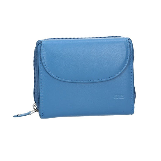 Damenbörse mit Reißverschluss in Eisblau aus Leder - leder-accessoires.com