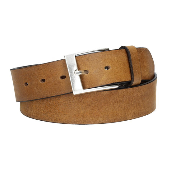 Ledergürtel Gelb|Ocker 40mm mit Dornschließe in Silber - leder-accessoires.com