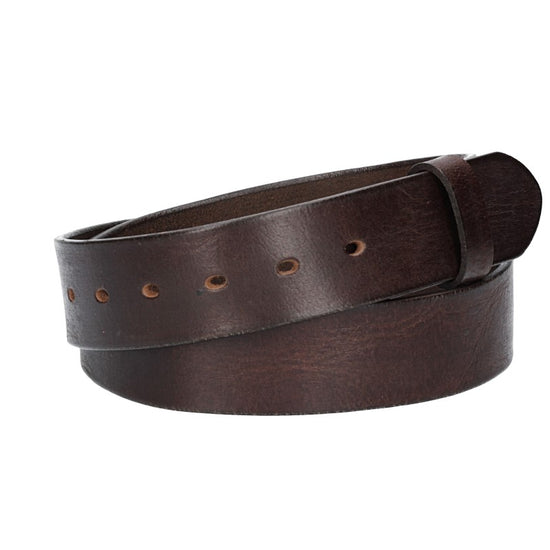 Lederriemen | Gürtelrohling Glanz 40mm in Braun mit Schlaufe und Kapplochteil - leder-accessoires.com