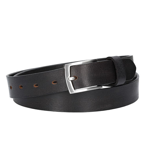 Ledergürtel 30mm in Schwarz mit Schließe in Silber - leder-accessoires.com