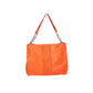 Schultertasche in Orange aus Leder mit Flechtmuster und Kettenriemen