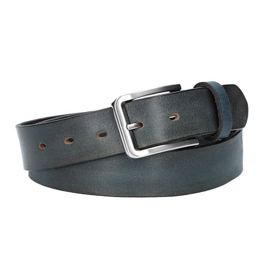 Ledergürtel Blau|Marine 35mm mit Dornschließe in Silber - leder-accessoires.com