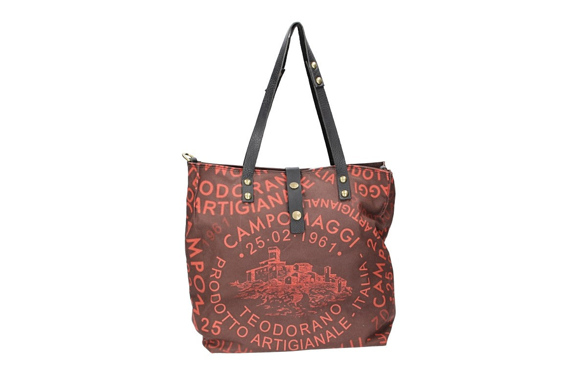 Shopper in Orange|Braun aus Canvas