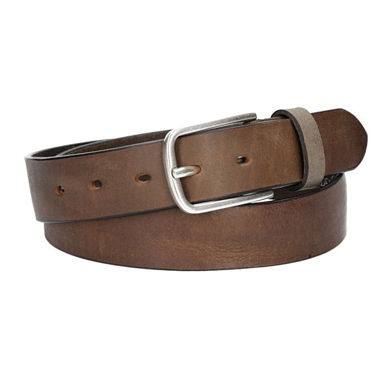 Ledergürtel Grau 35mm mit Dornschließe in Silber - leder-accessoires.com