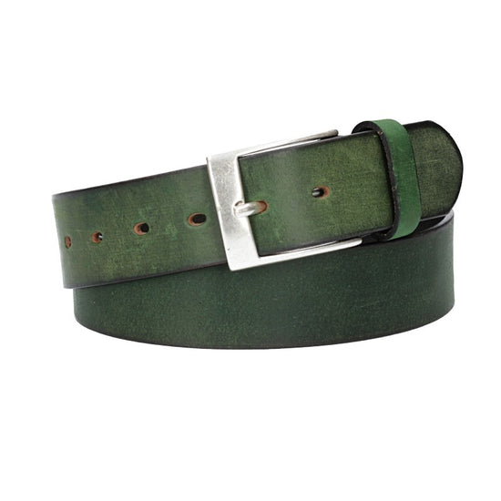 Ledergürtel Grün 40mm mit Dornschließe in Silber - leder-accessoires.com
