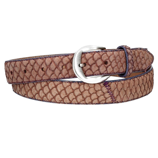 Schlangenledergürtel 30mm Rosa und Dornschließe in Silber - leder-accessoires.com