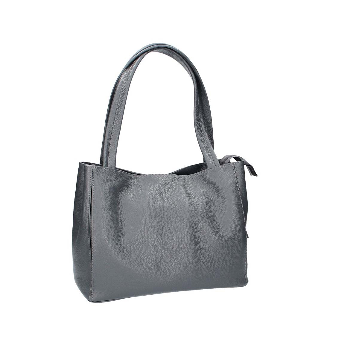 Schultertasche in Grau aus Leder