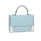 Kurzgrifftasche mit Überschlag in Hellblau|Weiss mit Canvas