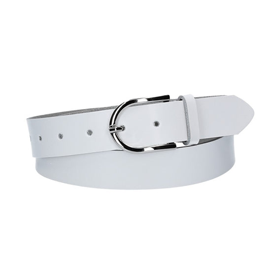 Ledergürtel 30mm in Weiß mit Dornschließe in Silber - leder-accessoires.com