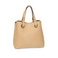 Kurzgrifftasche aus Leder in Beige