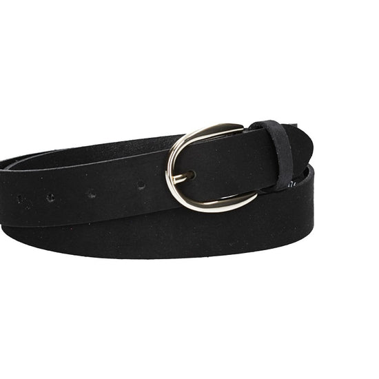 Veloursledergürtel 30mm in Schwarz mit Dornschließe in Lightgold - leder-accessoires.com