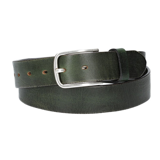 Ledergürtel Grün 35mm mit Dornschließe in Silber - leder-accessoires.com