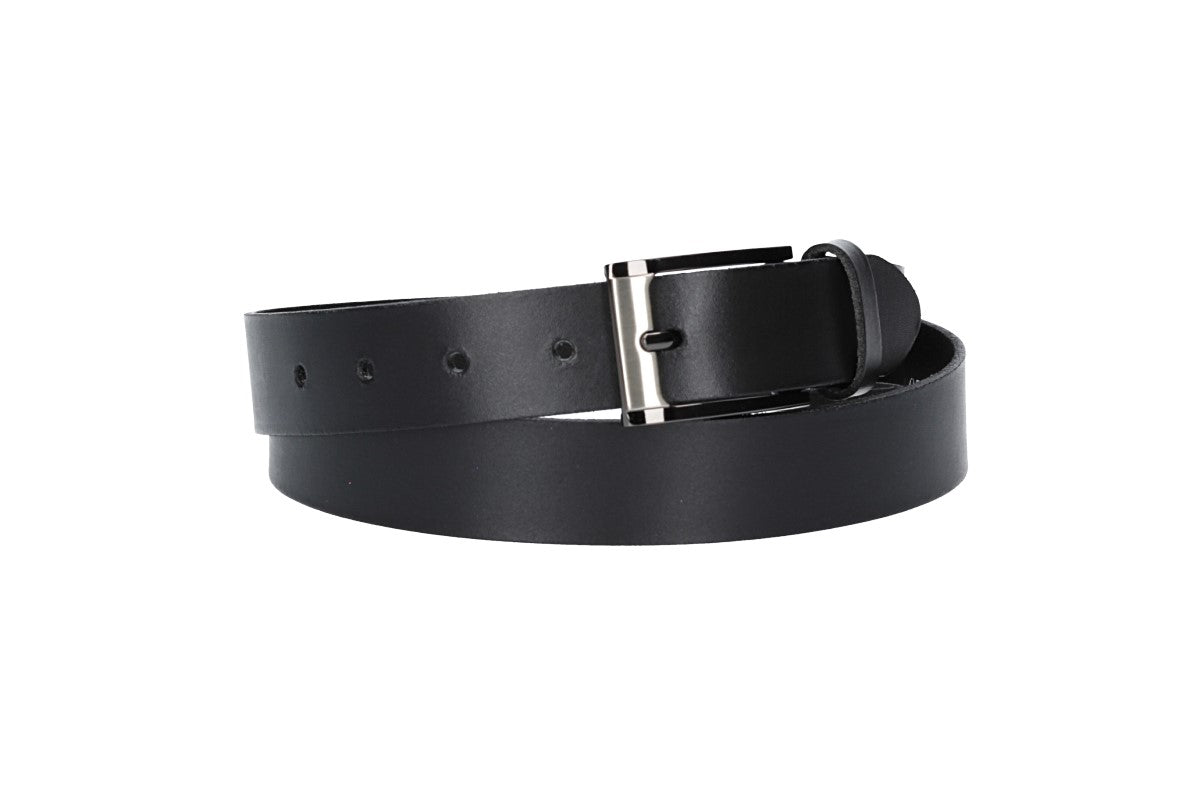 Herren-|Anzugsgürtel 30mm in Schwarz mit Dornschließe in Silber