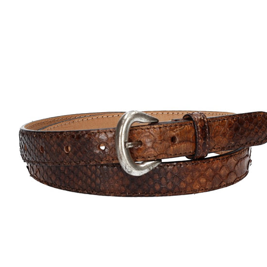 Schlangenledergürtel 25mm Braun und Dornschließe in Silber - leder-accessoires.com