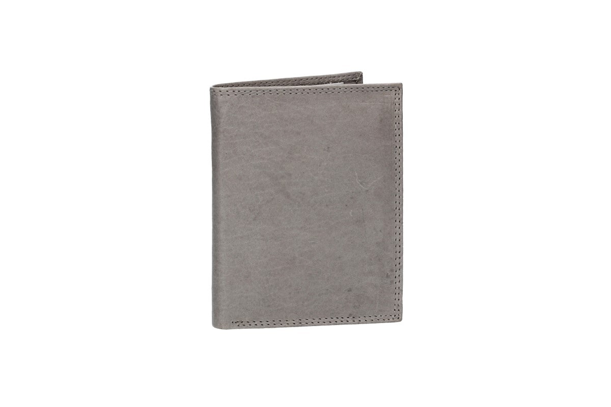 Geldbörse Hochformat in Grau aus Leder
