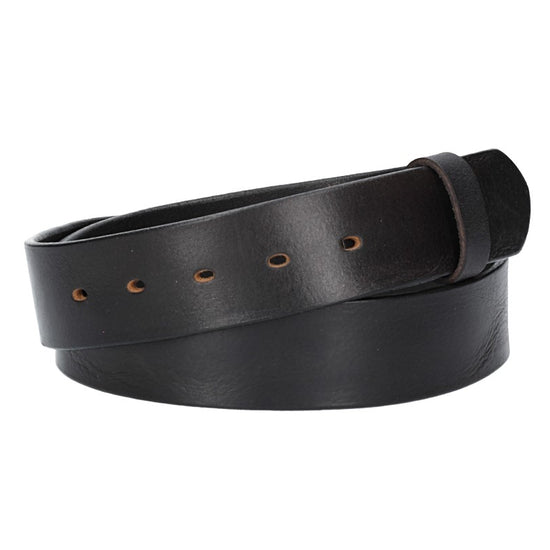 Lederriemen | Gürtelrohling Glanz 40mm in Schwarz mit Schlaufe und Kapplochteil - leder-accessoires.com