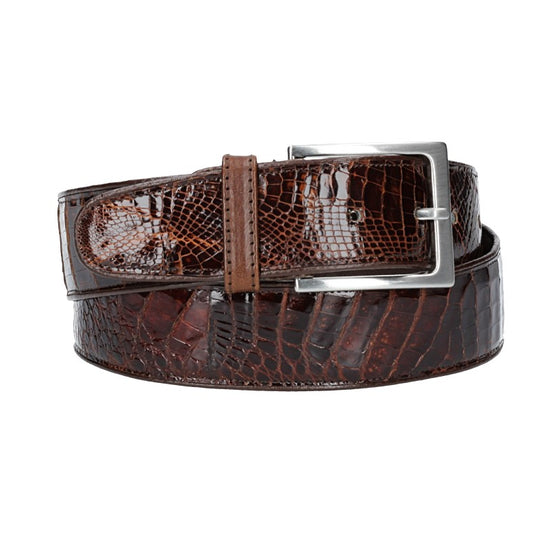 Krokoledergürtel |Safegürtel 40mm Braun mit Dornschließe Silber - leder-accessoires.com