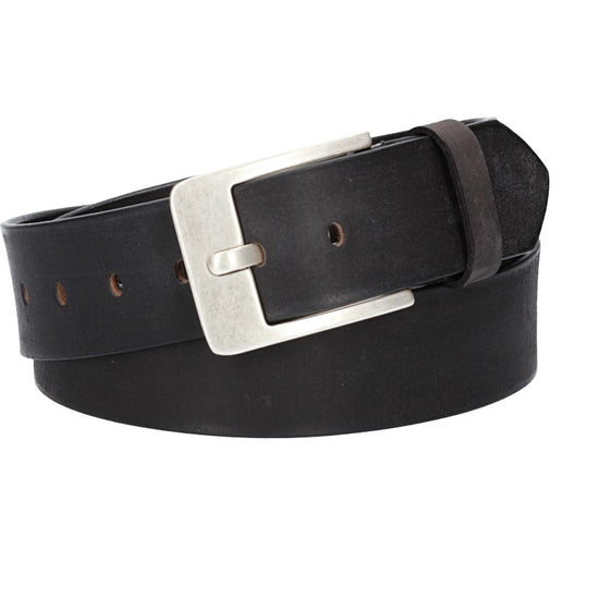 Ledergürtel Schwarz 45mm mit Dornschließe in Silber - leder-accessoires.com