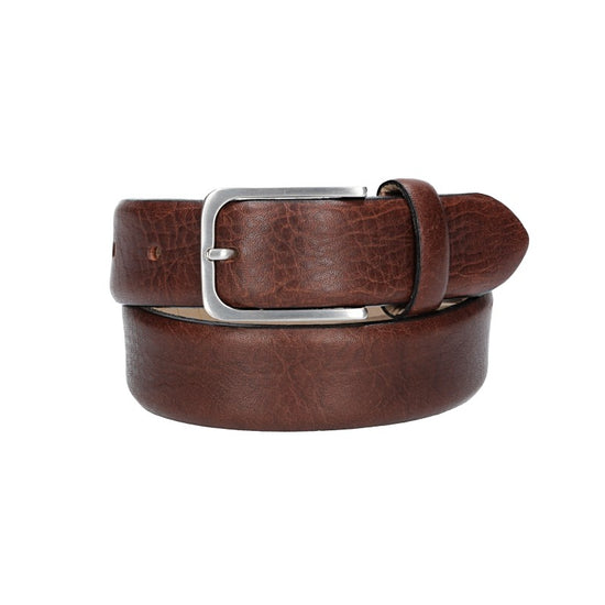 Ledergürtel Braun 30mm bombiert mit Schließe Silber - leder-accessoires.com