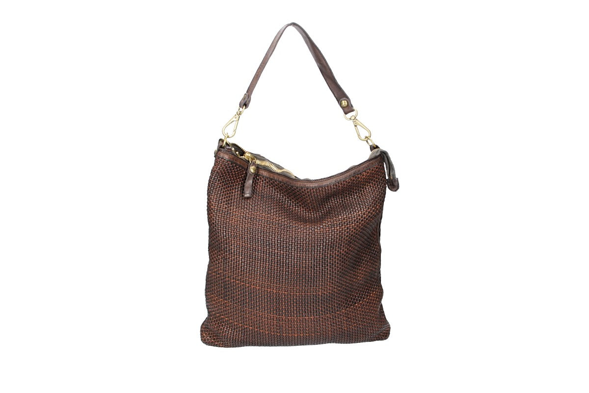Shopper Flecht in Braun aus Leder