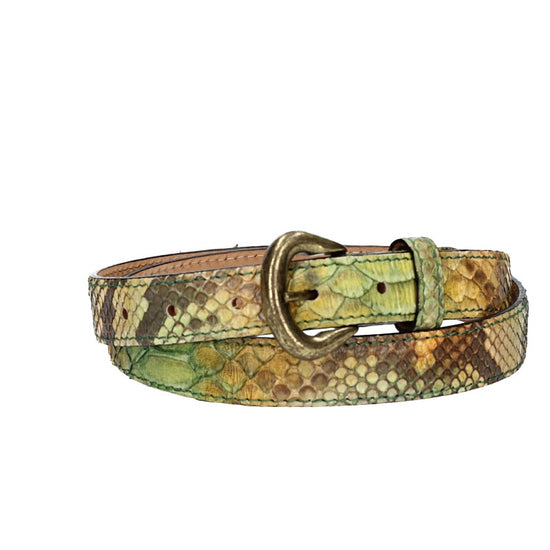 Schlangenledergürtel 25mm Grün mit Schließe in Gold - leder-accessoires.com