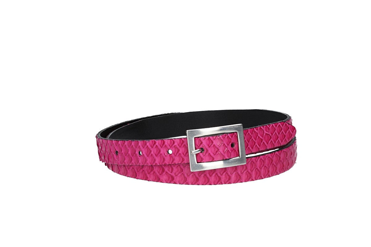 Schlangenledergürtel 20mm Pink und Schließe in Silber