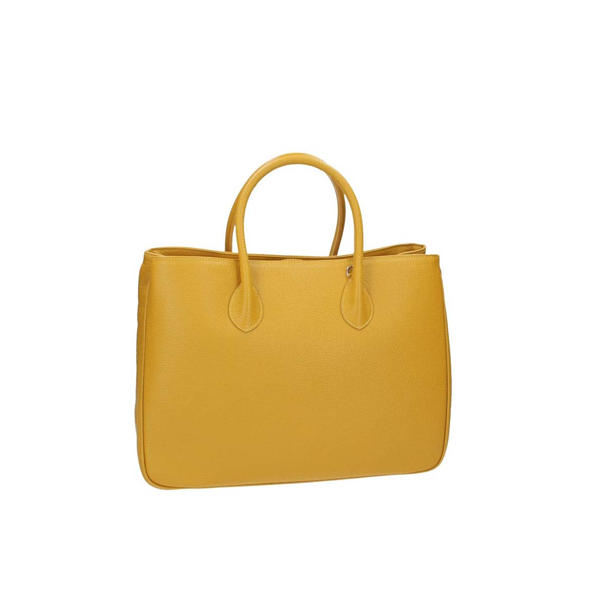 Kurzgrifftasche in Gelb|Ocker aus Leder