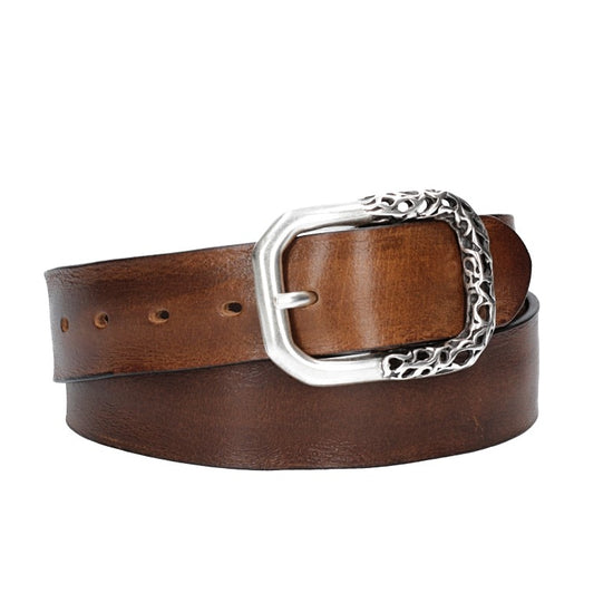 Ledergürtel in Cognac 40mm mit Schmuck-Vollschließe - leder-accessoires.com