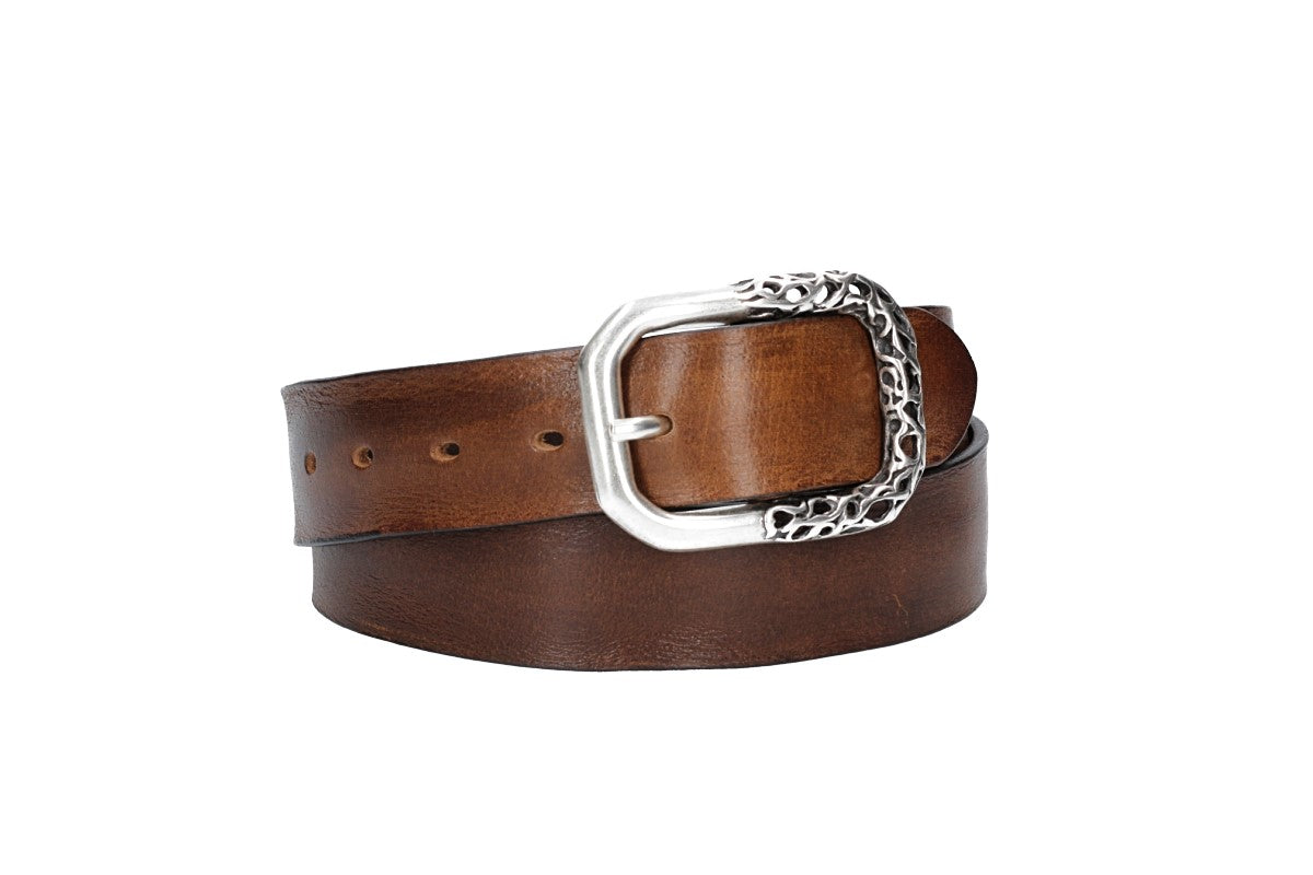 Ledergürtel in Cognac 40mm mit Schmuck-Vollschließe