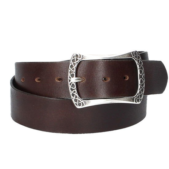 Ledergürtel Braun 40mm mit Vollschließe in Silber - leder-accessoires.com