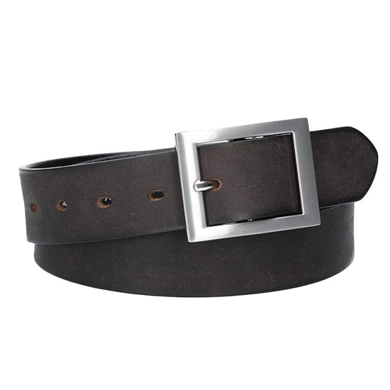 Ledergürtel Schwarz 35mm mit Vollschließe in Silber - leder-accessoires.com