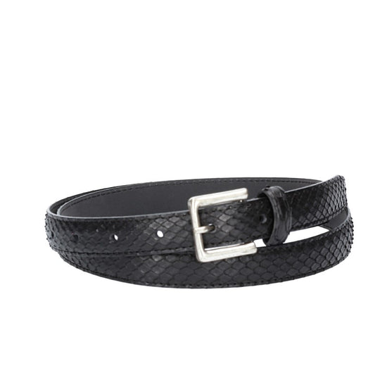 Schlangenledergürtel 20mm in Schwarz  und Dornschließe - leder-accessoires.com