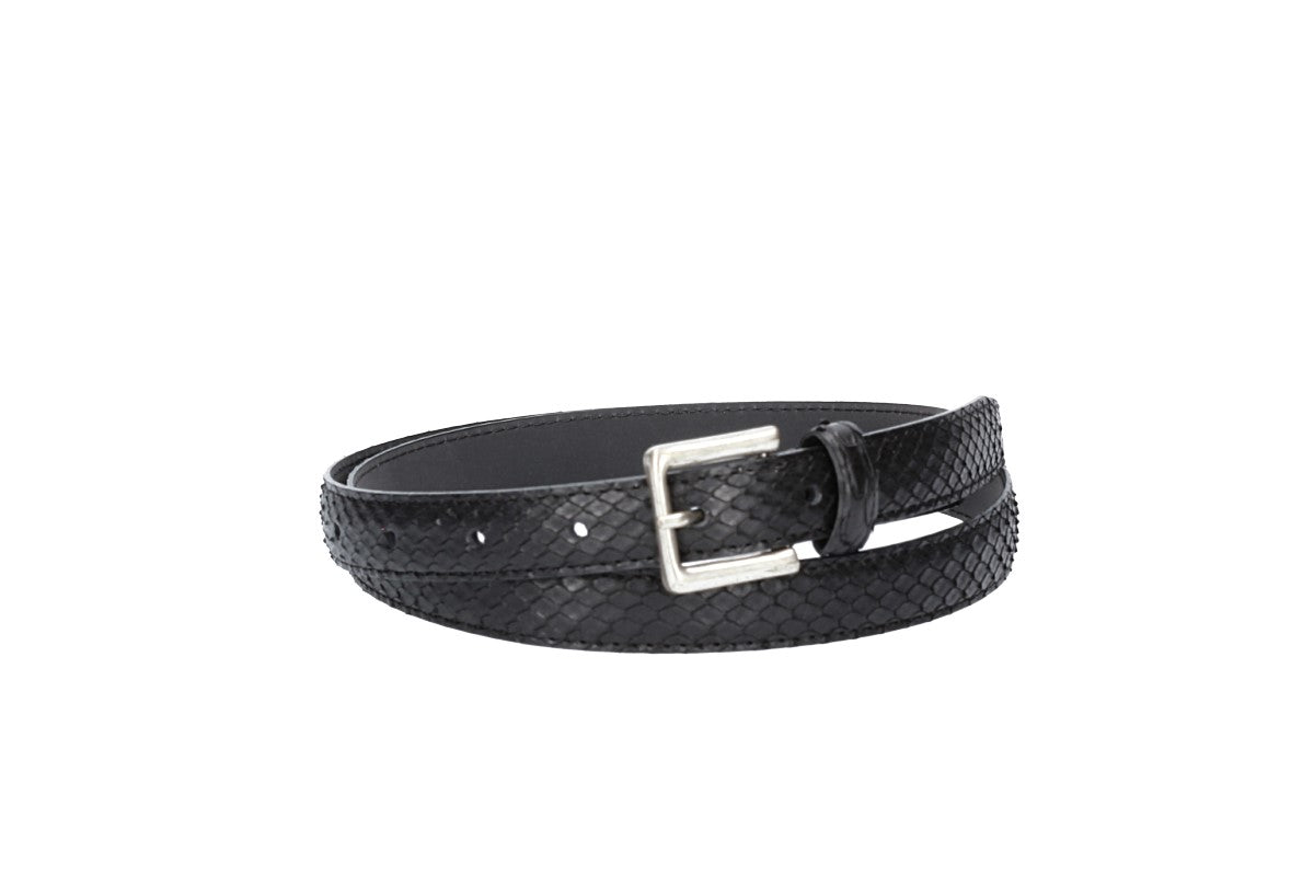 Schlangenledergürtel 20mm in Schwarz  und Dornschließe