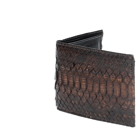 Börse Querformat in Braun aus echtem Schlangenleder - leder-accessoires.com