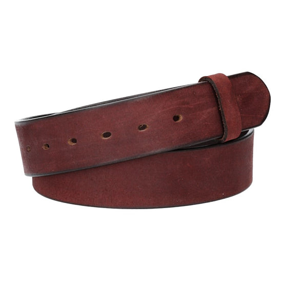 Lederriemen | Gürtelrohling Matt 40mm in Rot|Bordeaux mit Schlaufe und Kapplochteil - leder-accessoires.com