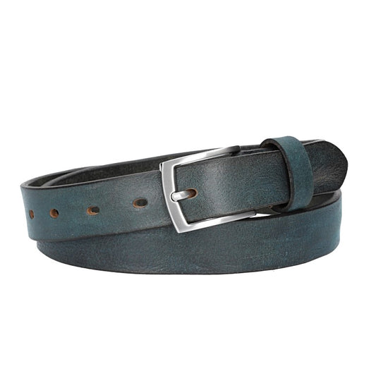 Ledergürtel 30mm in Blau|Marine mit Schließe in Silber - leder-accessoires.com