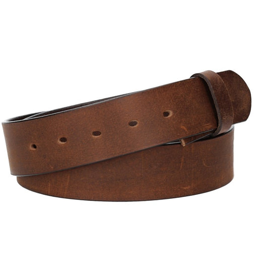 Lederriemen | Gürtelrohling Matt 40mm in Cognac mit Schlaufe und Kapplochteil - leder-accessoires.com