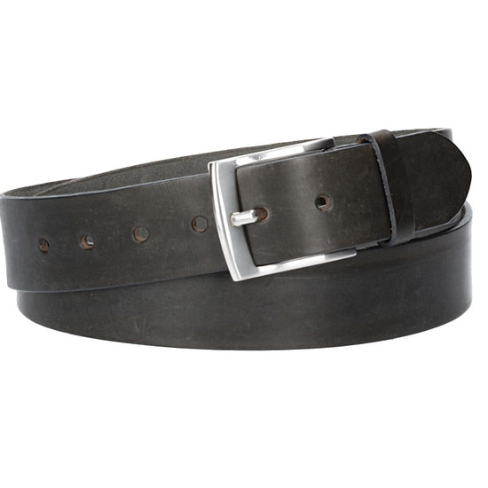 Ledergürtel Überlänge Grau 40mm mit glänzender Schließe in Silber - leder-accessoires.com