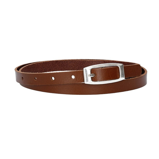 Damen-|Taillengürtel 15mm in Cognac mit Vollschließe in Silber - leder-accessoires.com