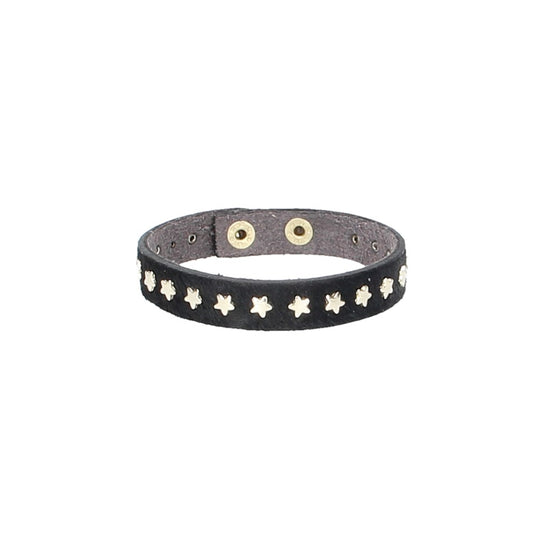 Armband Schwarz|Fell mit Sternen aus Leder - leder-accessoires.com