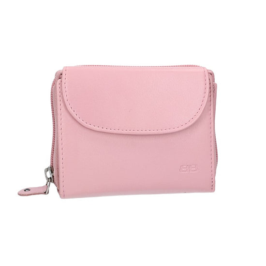 Damenbörse mit Reißverschluss in Rosa aus Leder - leder-accessoires.com
