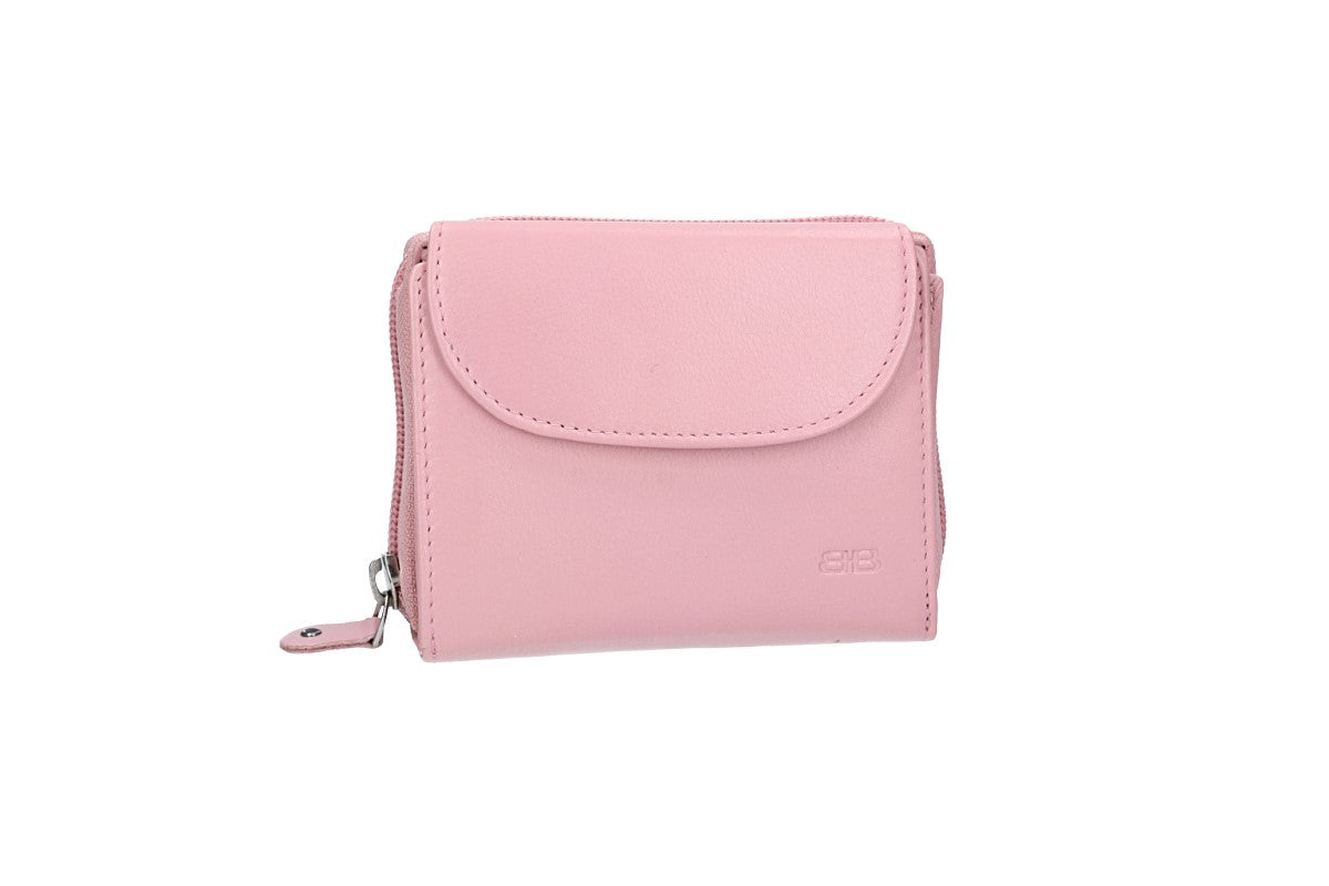 Damenbörse mit Reißverschluss in Rosa aus Leder