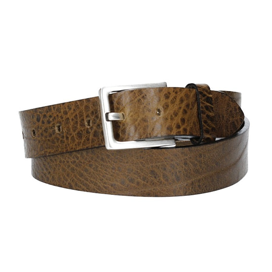 Hochwertiger Ledergürtel 35mm in Olive mit rustikaler Schließe in Silber - leder-accessoires.com