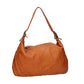 Beuteltasche in Cognac mit Flechtung aus Leder