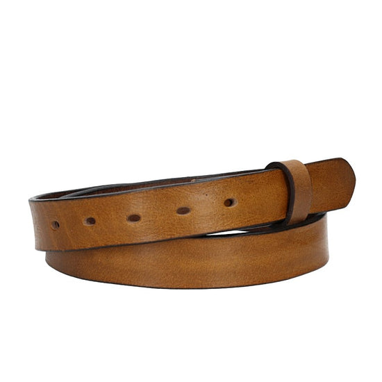 Lederriemen | Gürtelrohling Glanz 30mm in Ocker | Senfgelb mit Schlaufe und Kapplochteil - leder-accessoires.com