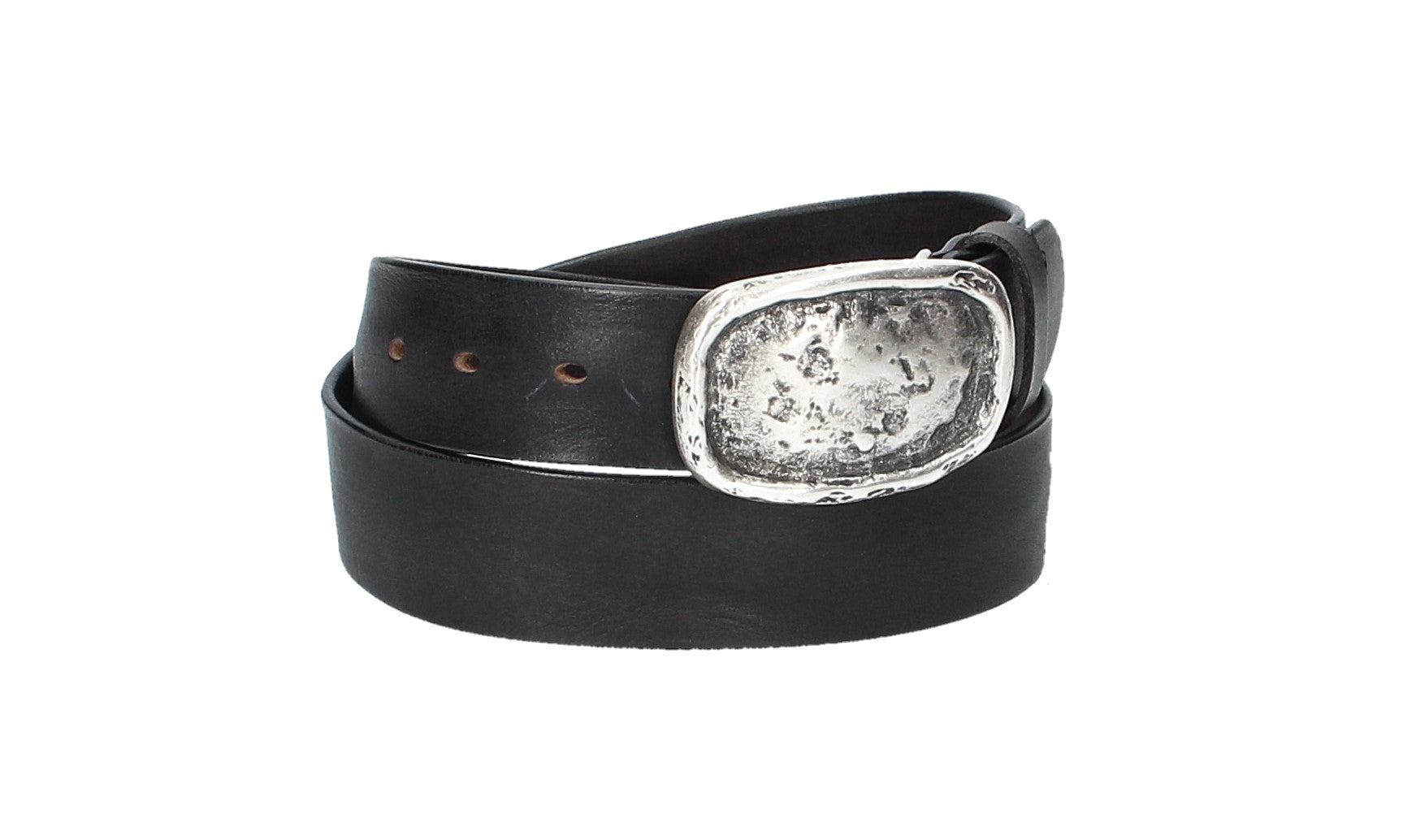 Ledergürtel Schwarz 40mm mit Koppelschließe in Used Optik - leder-accessoires.com